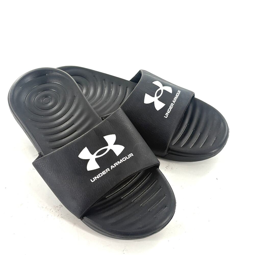 Under Armour Mens UA Locker Slides 8 NWOT NEW Black Sandals Slip On